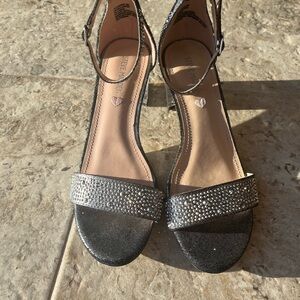 Steve Madden Silver and Black Embellished Sandals